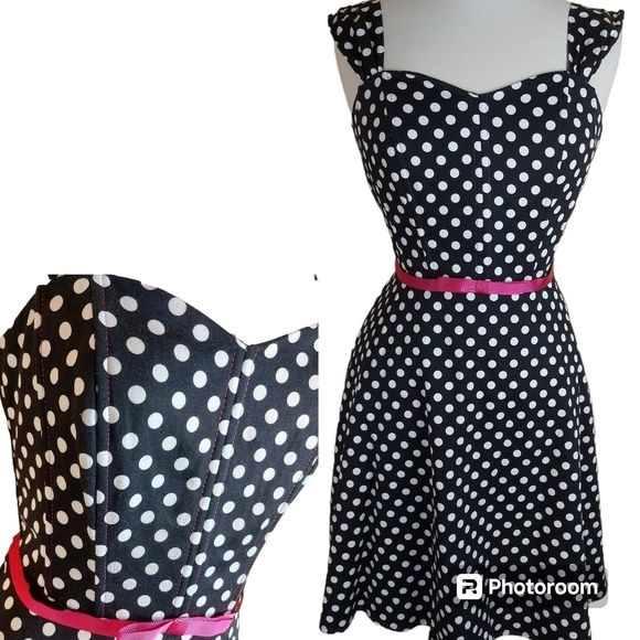 marie dooly Dresses & Skirts - Polka dot bustier corset strap dress MARIE DOOLY designer Made in Canada